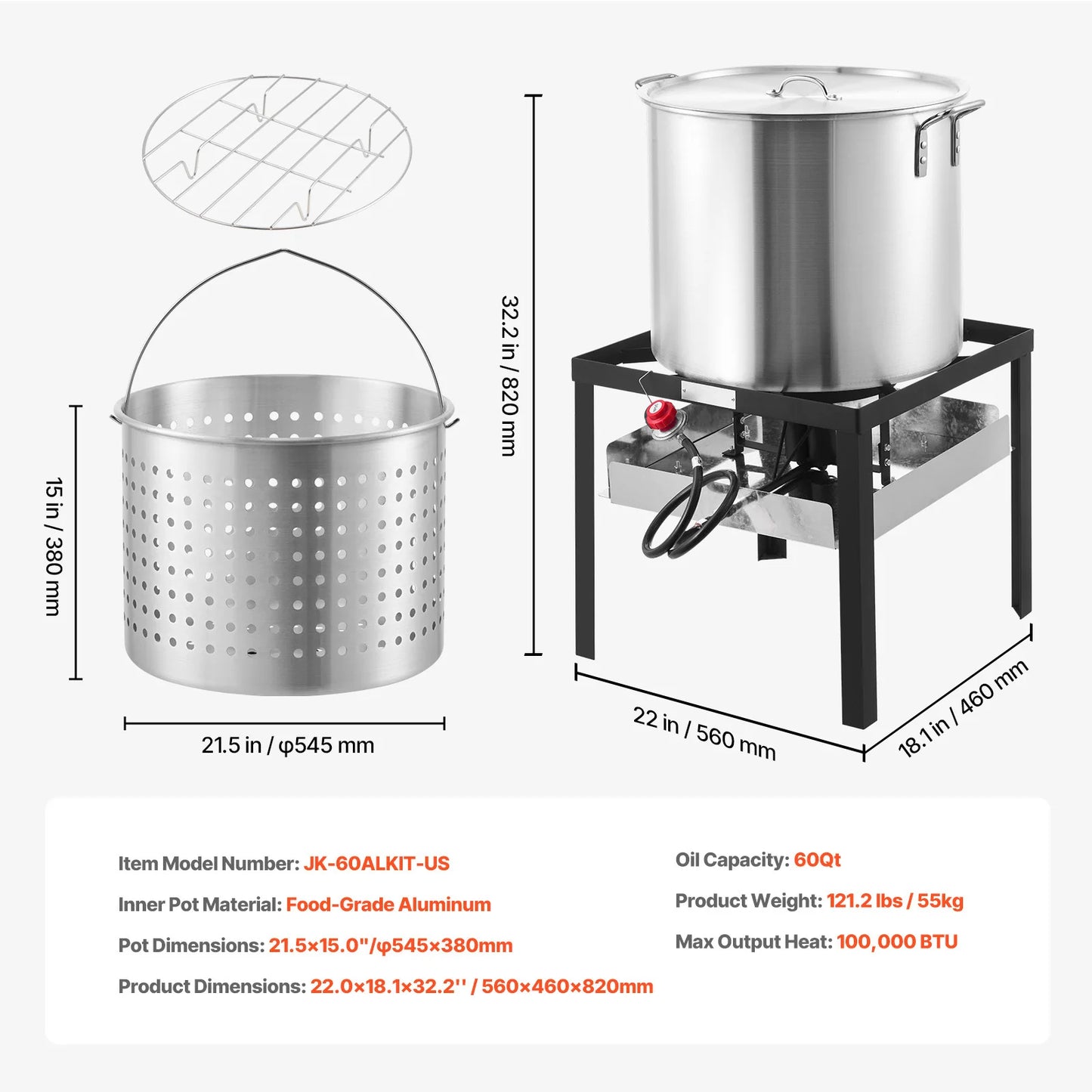 SucceBuy Aluminum Seafood Boiling Pot With Steamer Rack Set