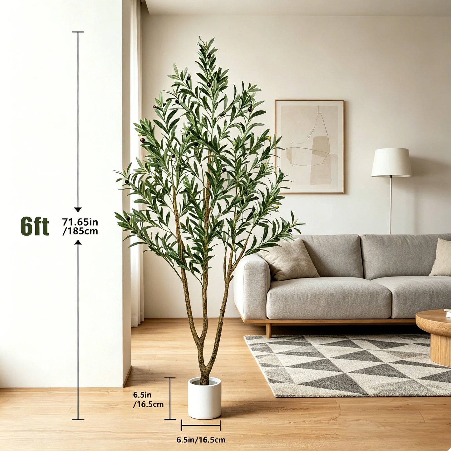 Olitree CN Olive Tree Artificial Indoor Outdoor With White Planter