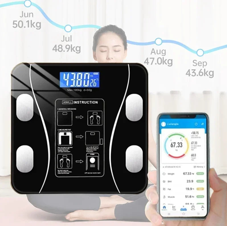 Smart USB Body Fat Scale Weight Monitor With Glass Platform