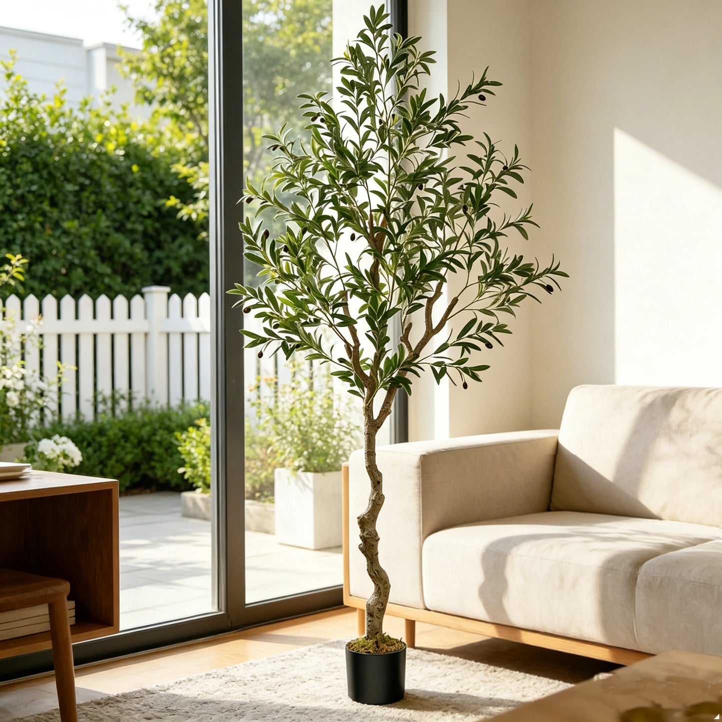 Olitree Olive Tree Artificial Indoor Faux Plant In Black Pot