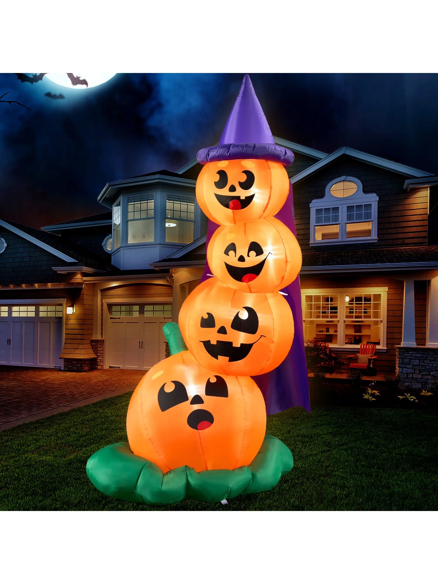 Joyfy Halloween Stacked Pumpkins Inflatables Decor With LED Lights