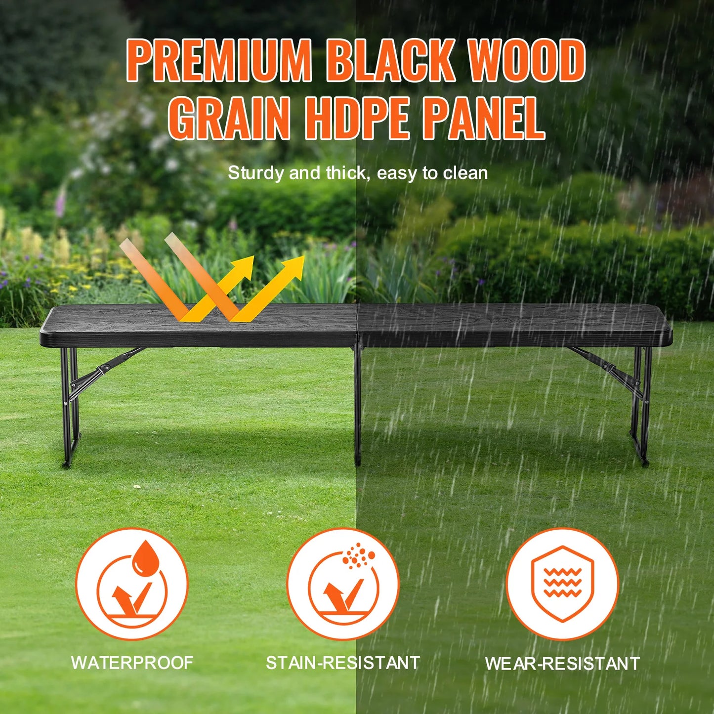 Portable Plastic Folding Bench With Secure Carry Handle Design