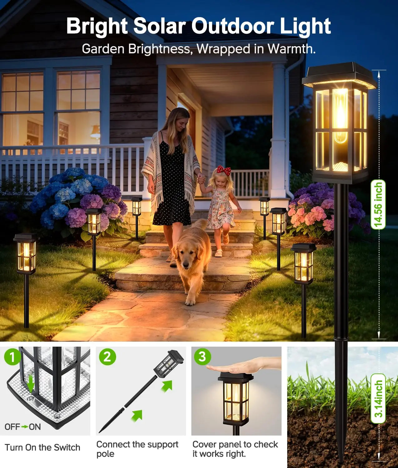 Solar Powered Pathway Lights 8 Pack IP65 Outdoor Landscape Lamps