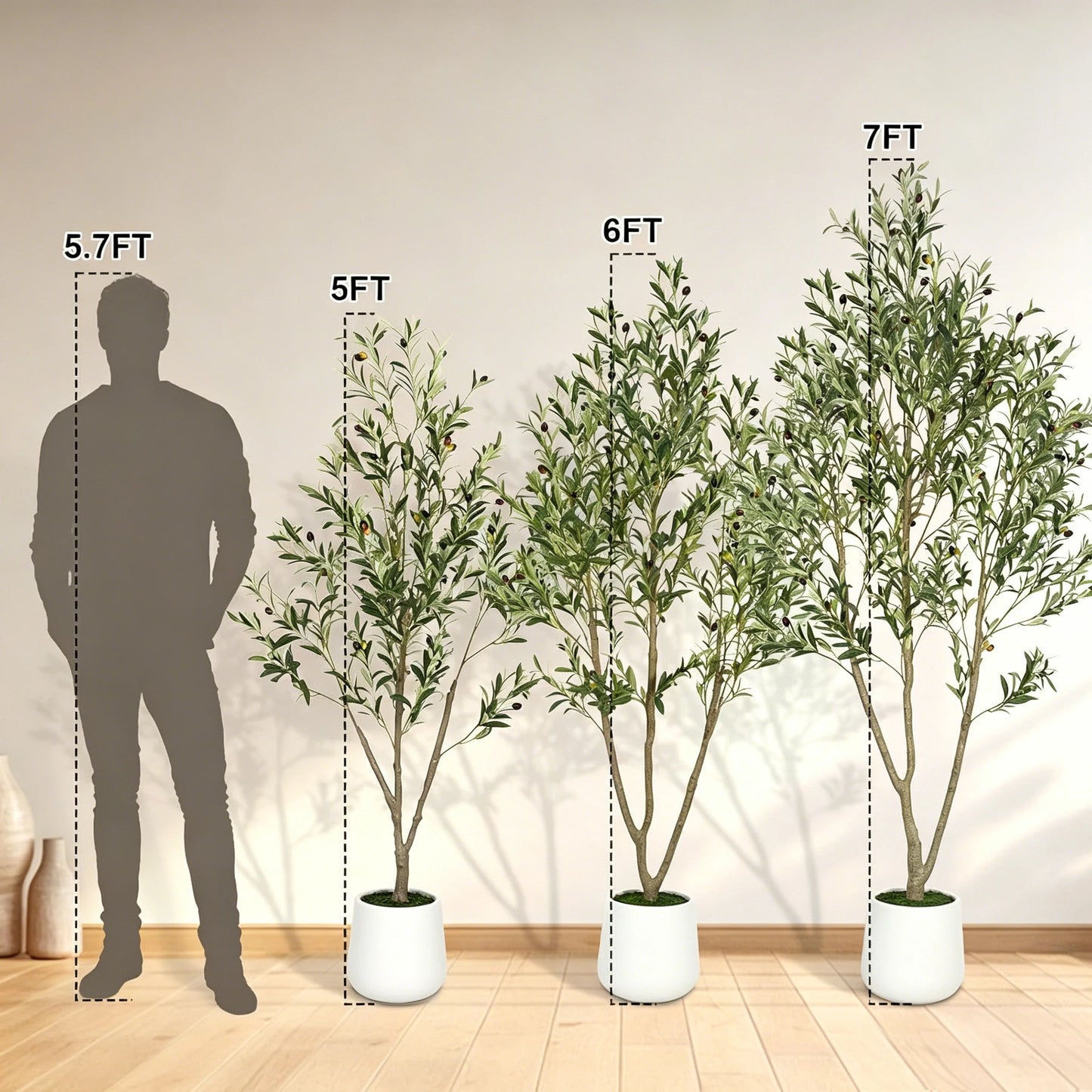 Olitree CN Olive Tree Artificial Indoor Outdoor With White Planter