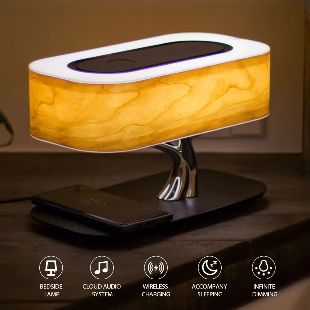 Wireless Charging Speaker With Ambient Light Bedside Lamp