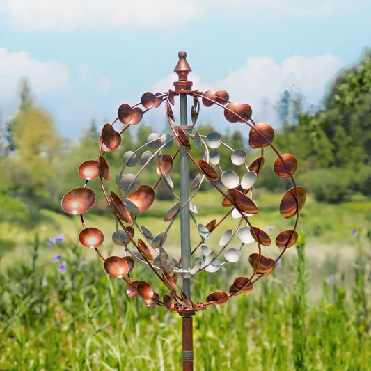 Metal Wind Spinners Outdoor Garden Art With 360 Degree Spin And Welcome Flags