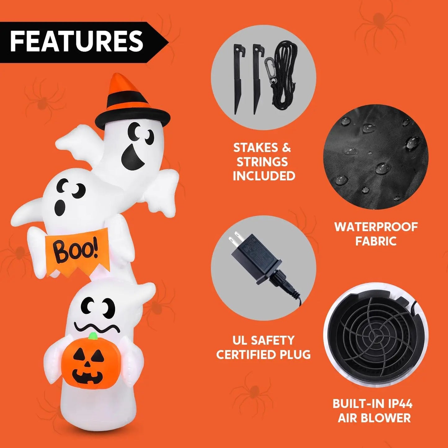 Joyfy Halloween Inflatable Ghost Outdoor Yard Decor With Lights