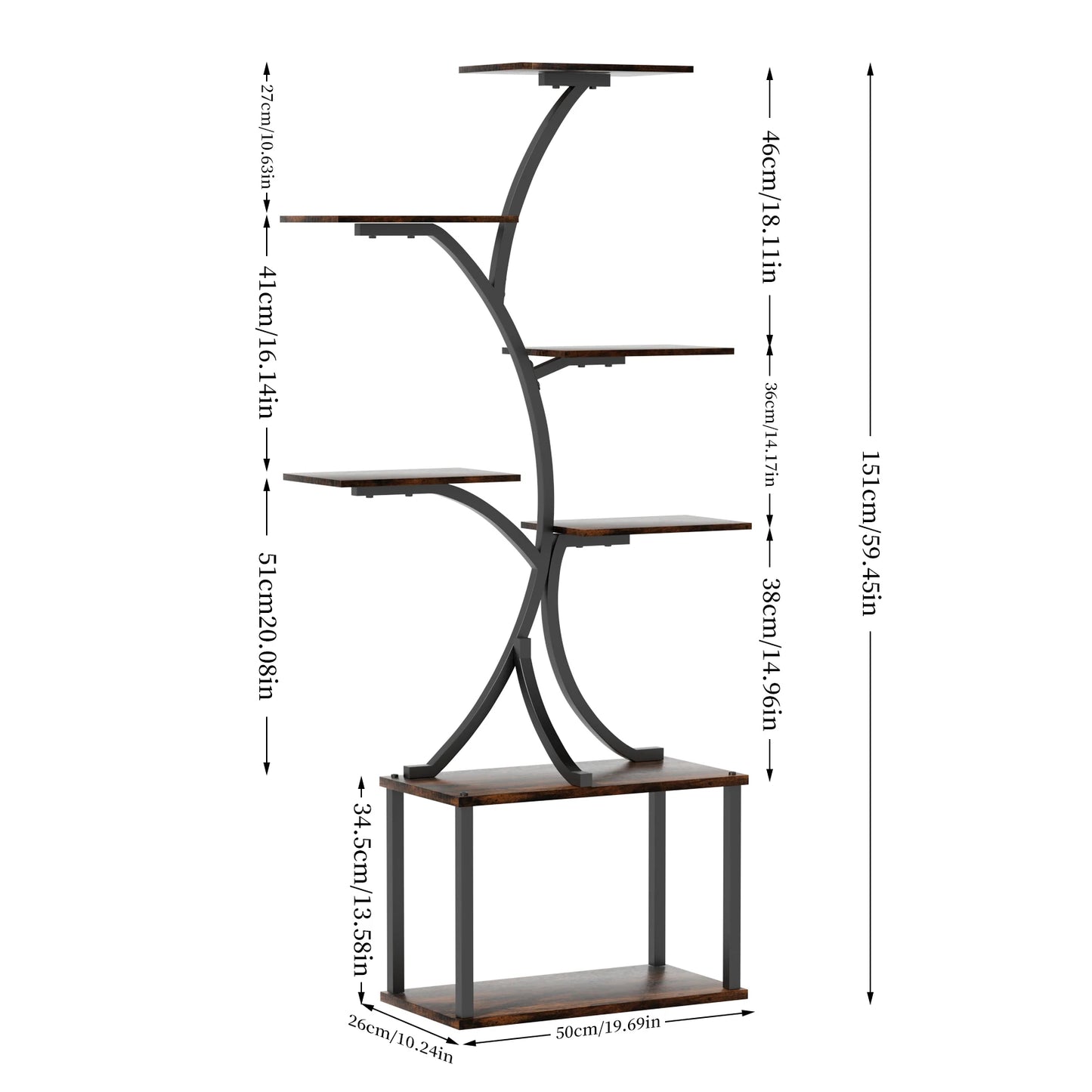 Wisfor 7 Tier Industrial Tree Plant Stand Display Rack