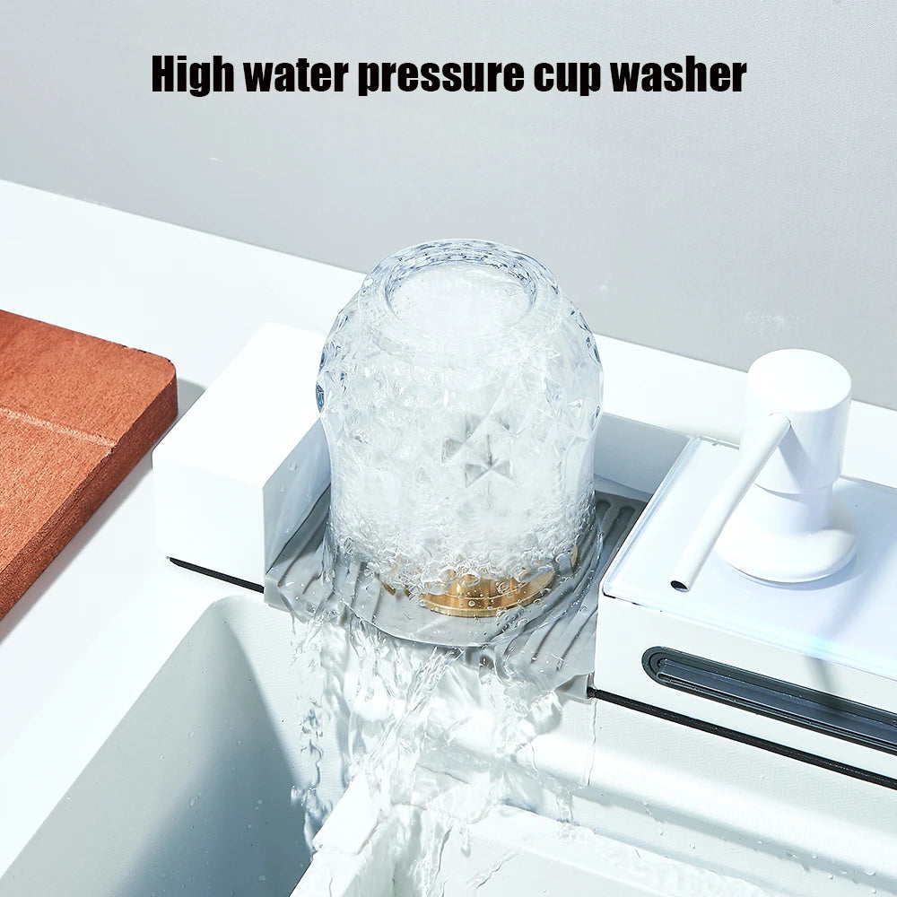 Shinesia 304 Stainless Steel Kitchen Sink Retractable Digital Faucet Set