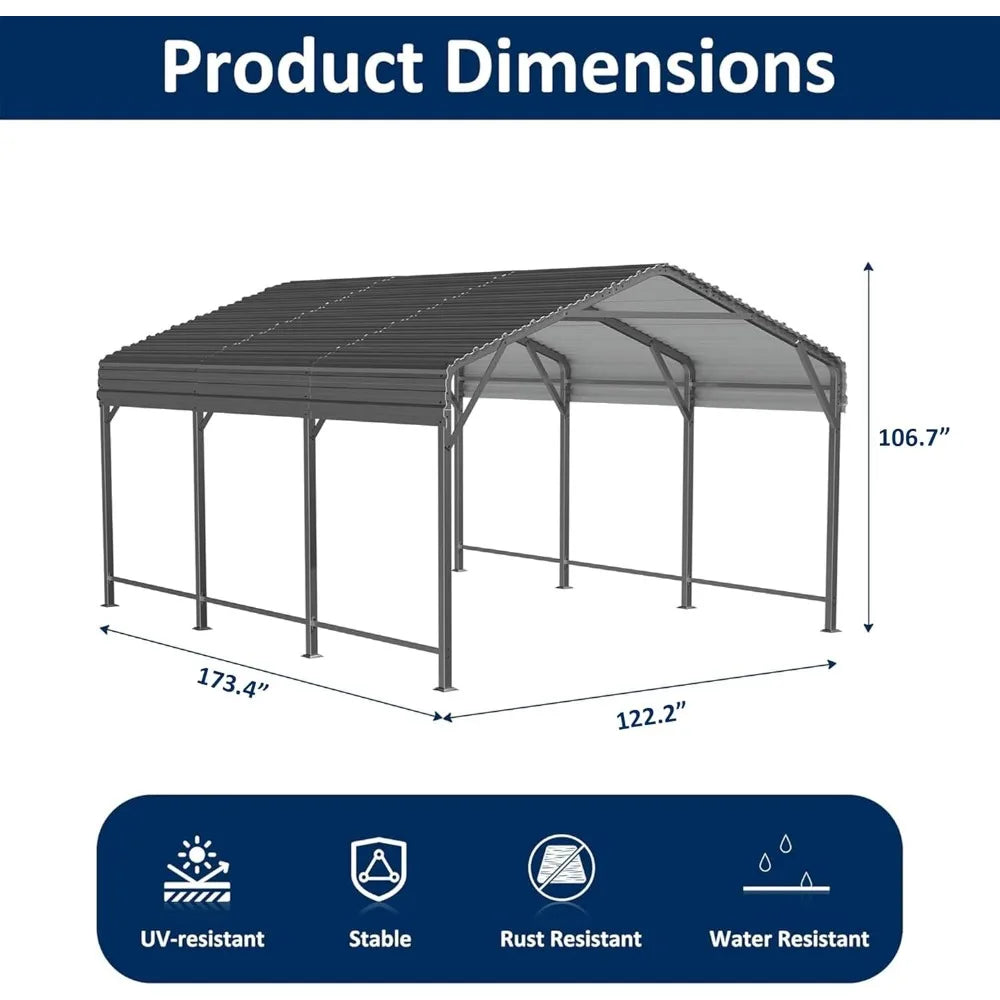 Heavy Duty Galvanized Metal Carport Outdoor Vehicle Shelter Reinforced Base