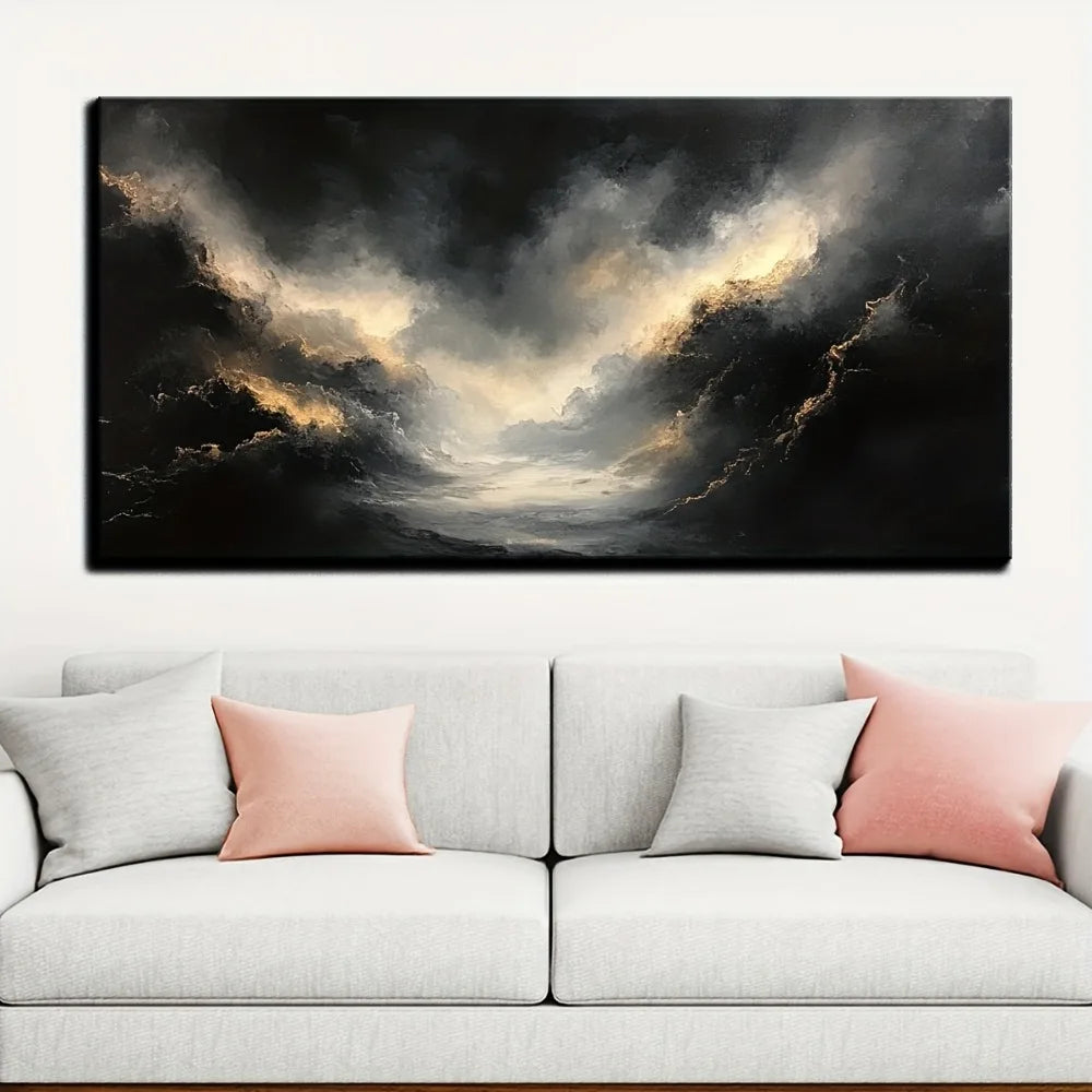 Abstract Black Gold Texture Modern Art Oil Painting For Home