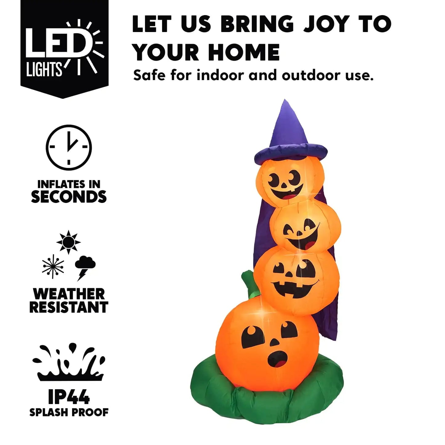 Joyfy Halloween Stacked Pumpkins Inflatables Decor With LED Lights