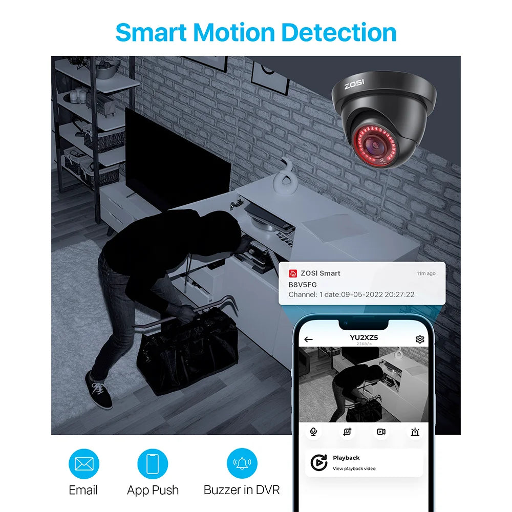 ZOSI 8CH Security Camera System H265 5MP Lite DVR Kit