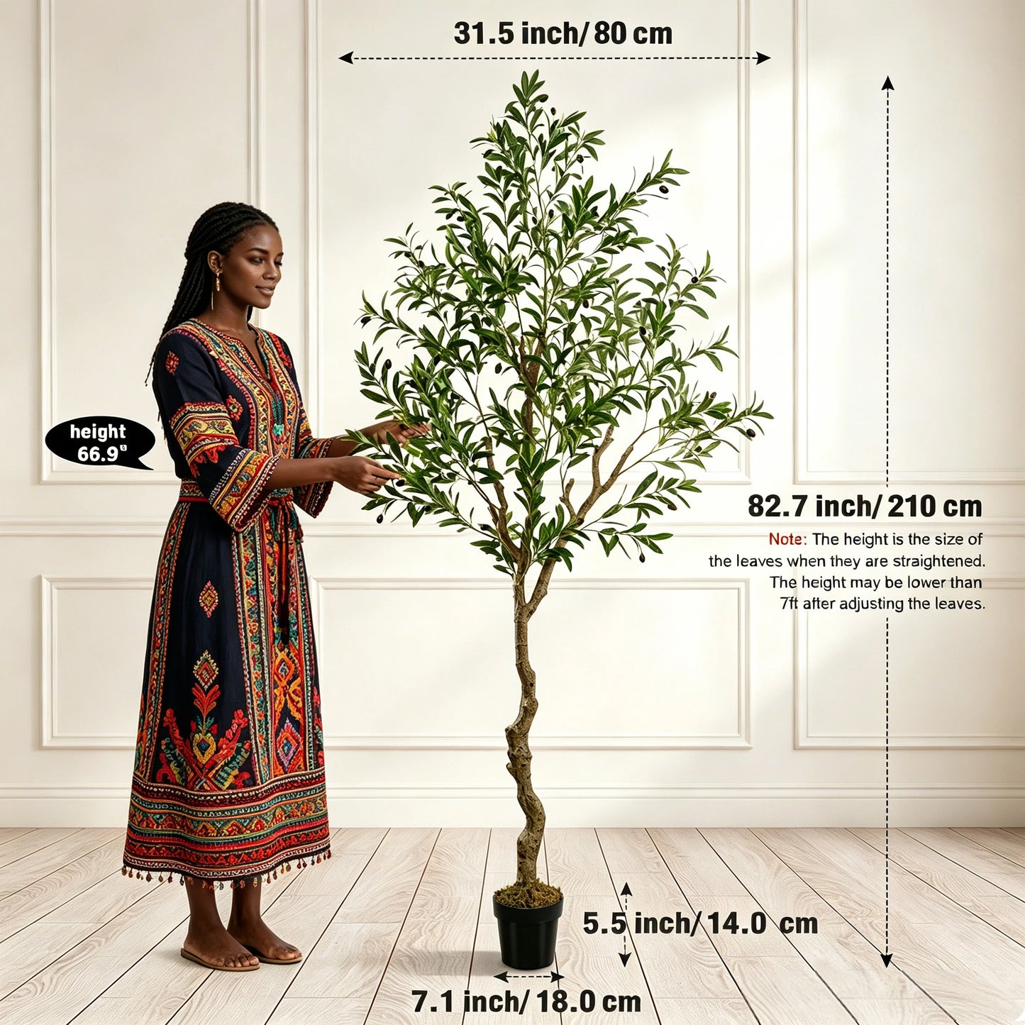 Olitree Olive Tree Artificial Indoor Faux Plant In Black Pot