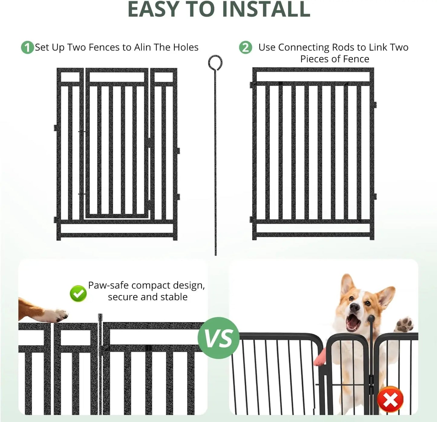 Metal Dog Playpen Fence, 16 Panels for Outdoor Indoor Use