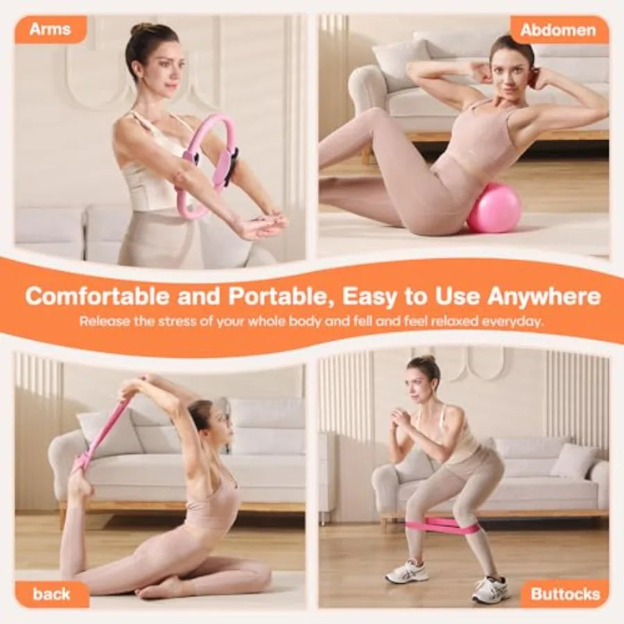 Pilates Kit 7 In 1 Anti Burst Mini Ball And Yoga Ring Set For Home Workouts