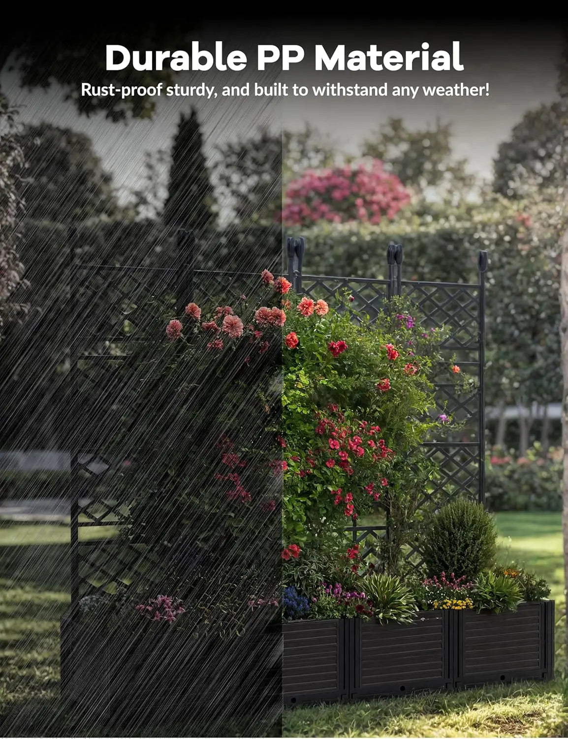 Twister Plastic Planter Box With Trellis For Outdoor Flower Gardening