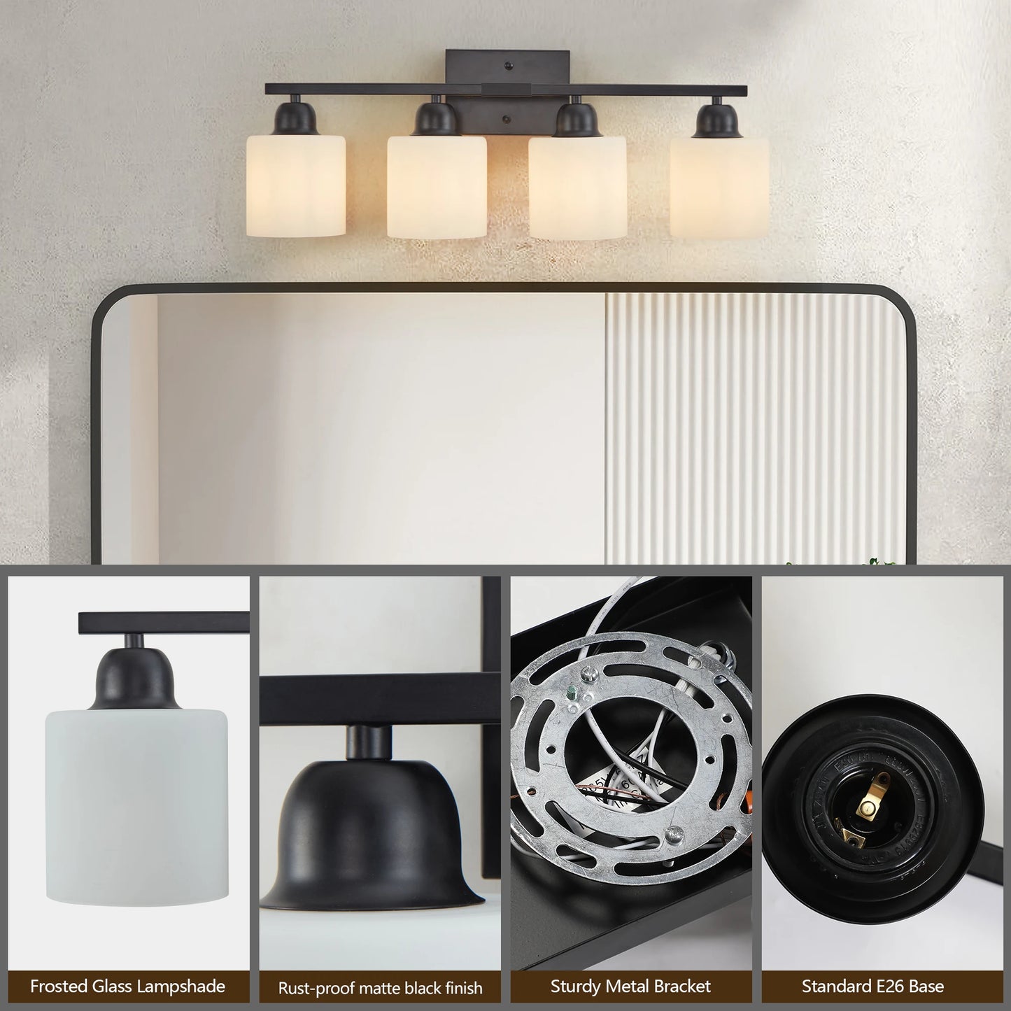 ARLGSITE Four Light Bathroom Vanity Light Over Mirror