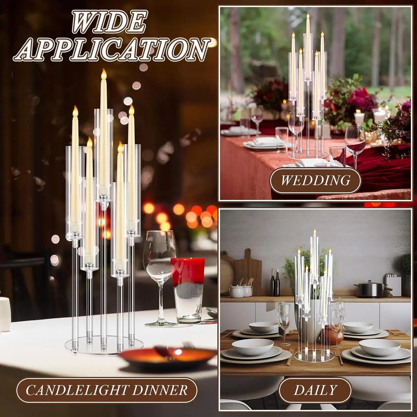 Clear Acrylic Candelabra Centerpieces Five Arm Candle Holder For Weddings