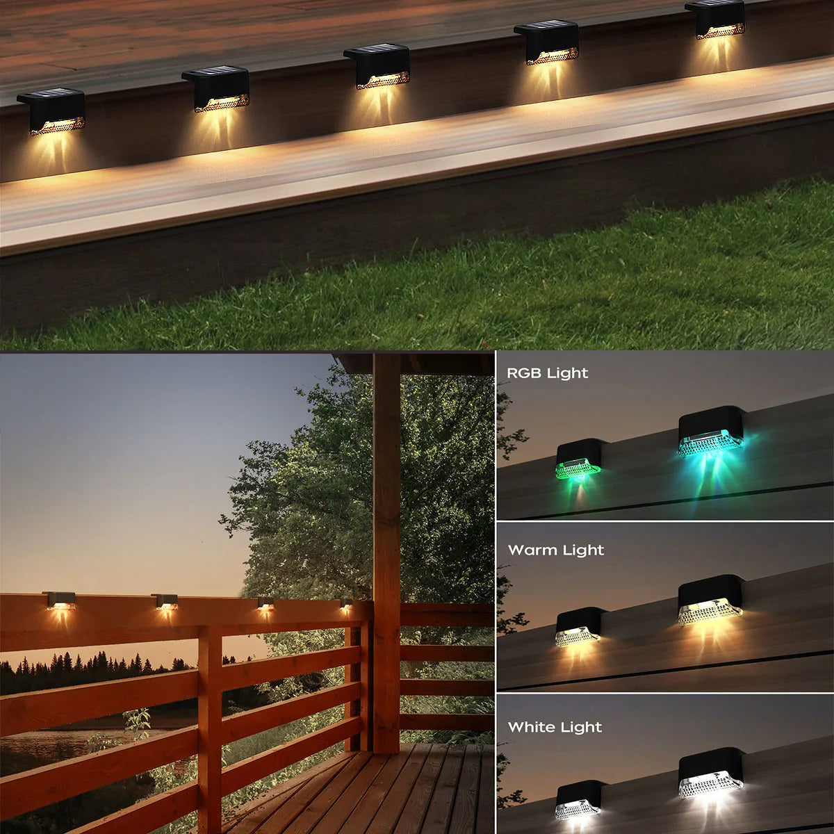 Solar Deck Lights Outdoor Waterproof Step Lights LED 4 Pack