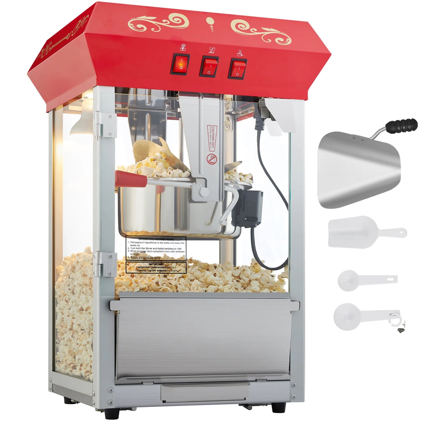 SucceBuy Commercial Electric Popcorn Maker With Scoop Spoon