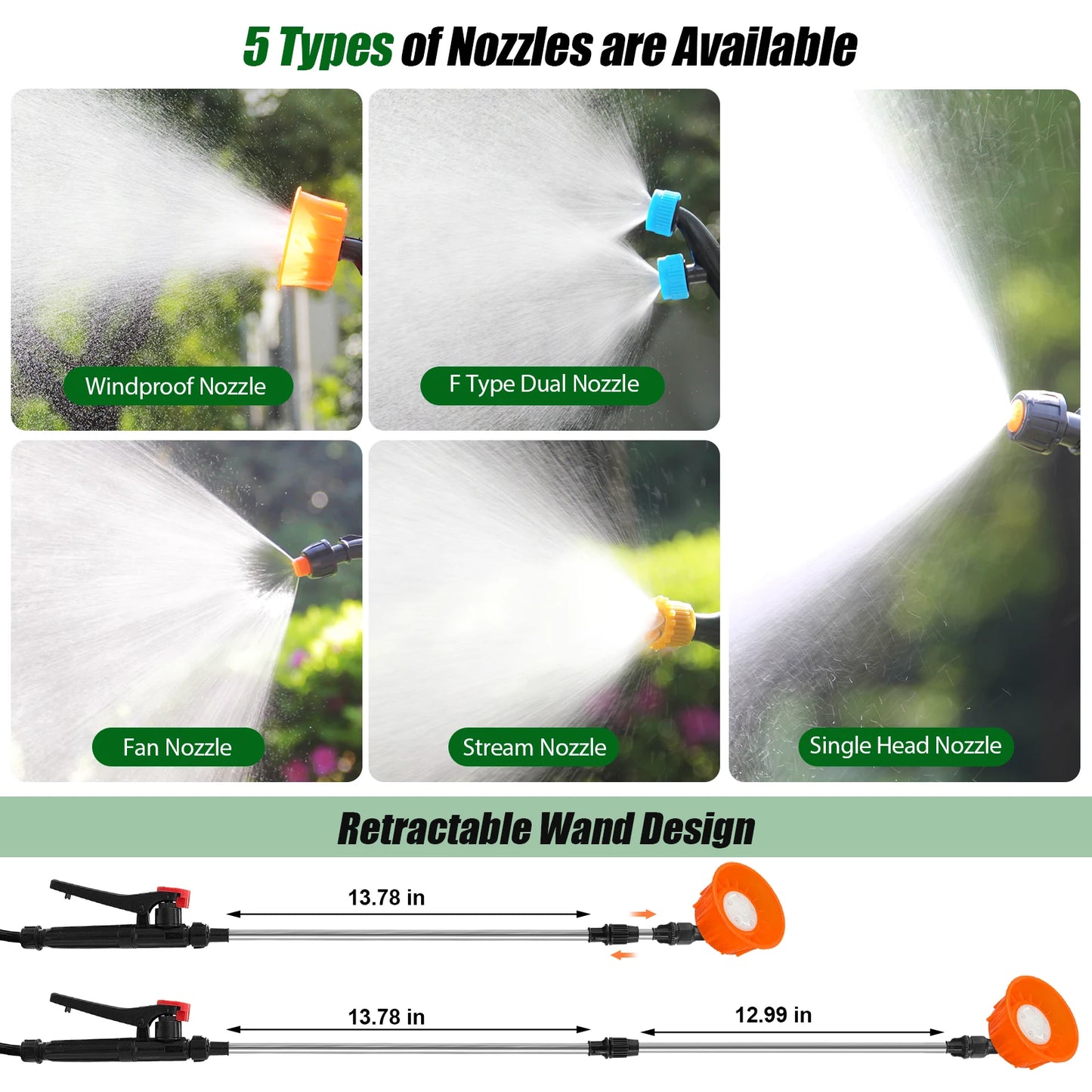 Backpack Electric Sprayer For Garden With Telescopic Wand And Nozzles