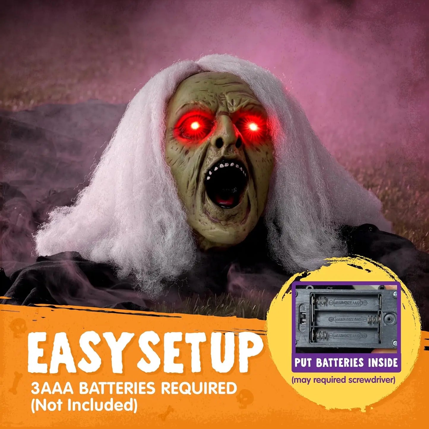 Joyfy Outdoor Zombie Halloween Prop With Sound And Lighted Eyes