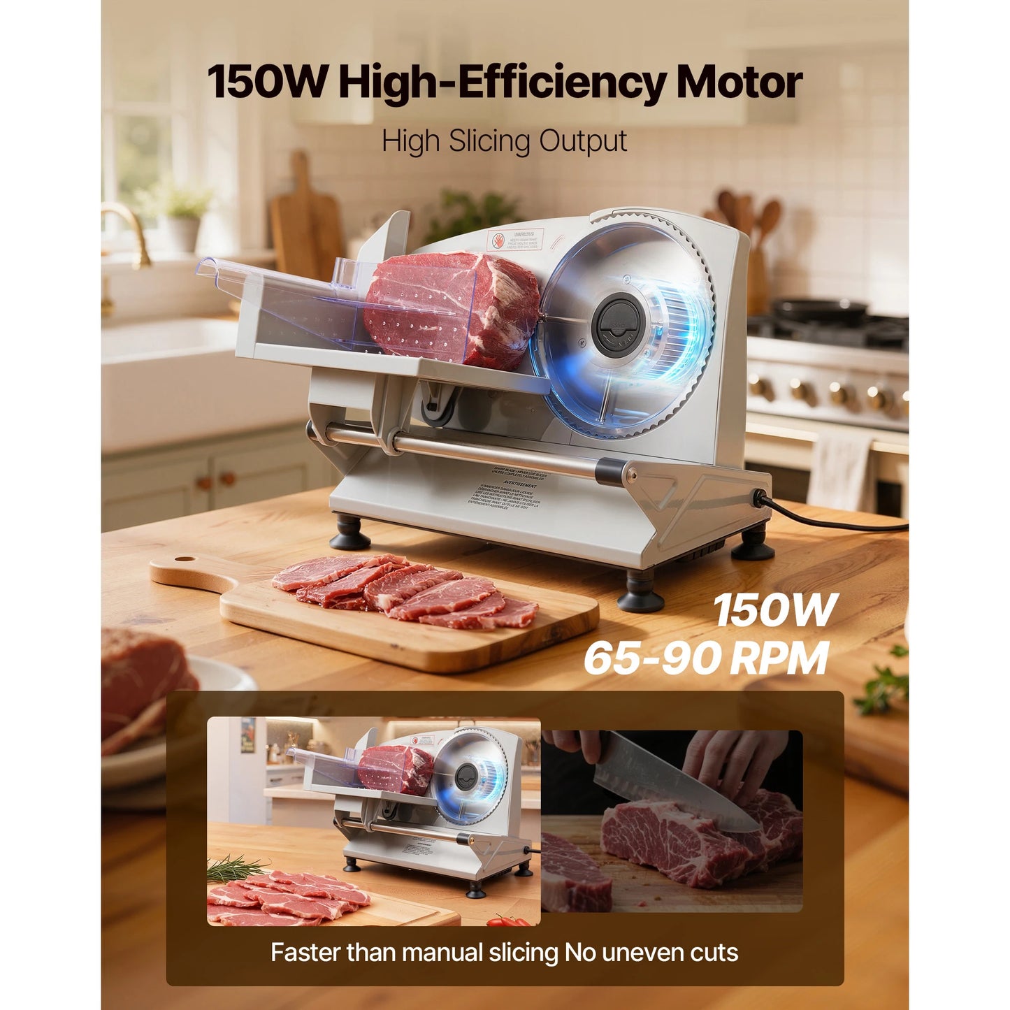 SucceBuy Electric Meat Slicer Machine With Dual Adjustable Blades