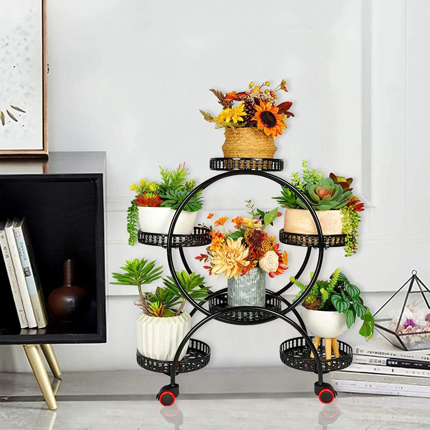 Bingopaw Heavy Duty Metal Plant Stand With Smooth Wheels