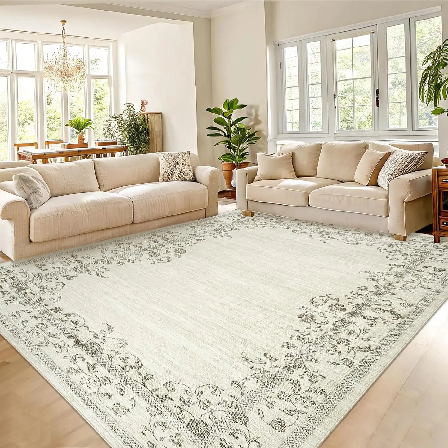 HiMISS Floral Polyester Area Rug For Living Room And Bedroom