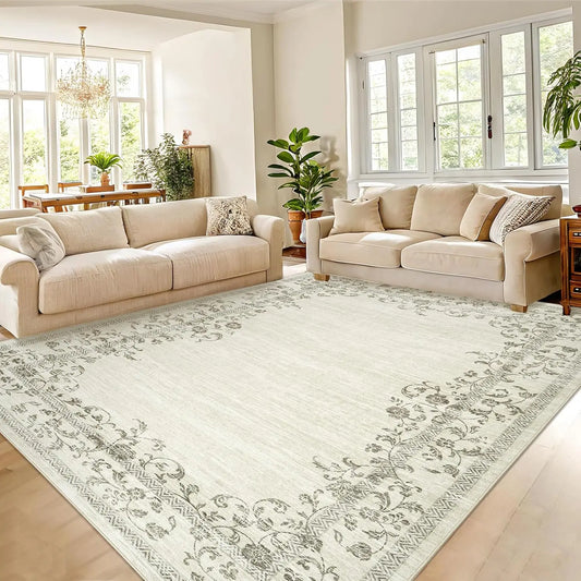 HiMISS Floral Polyester Area Rug For Living Room And Bedroom