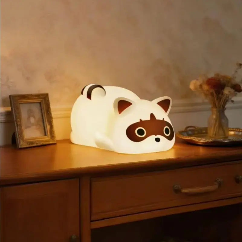 Portable Rechargeable Silicone Raccoon Night Light With Touch Control