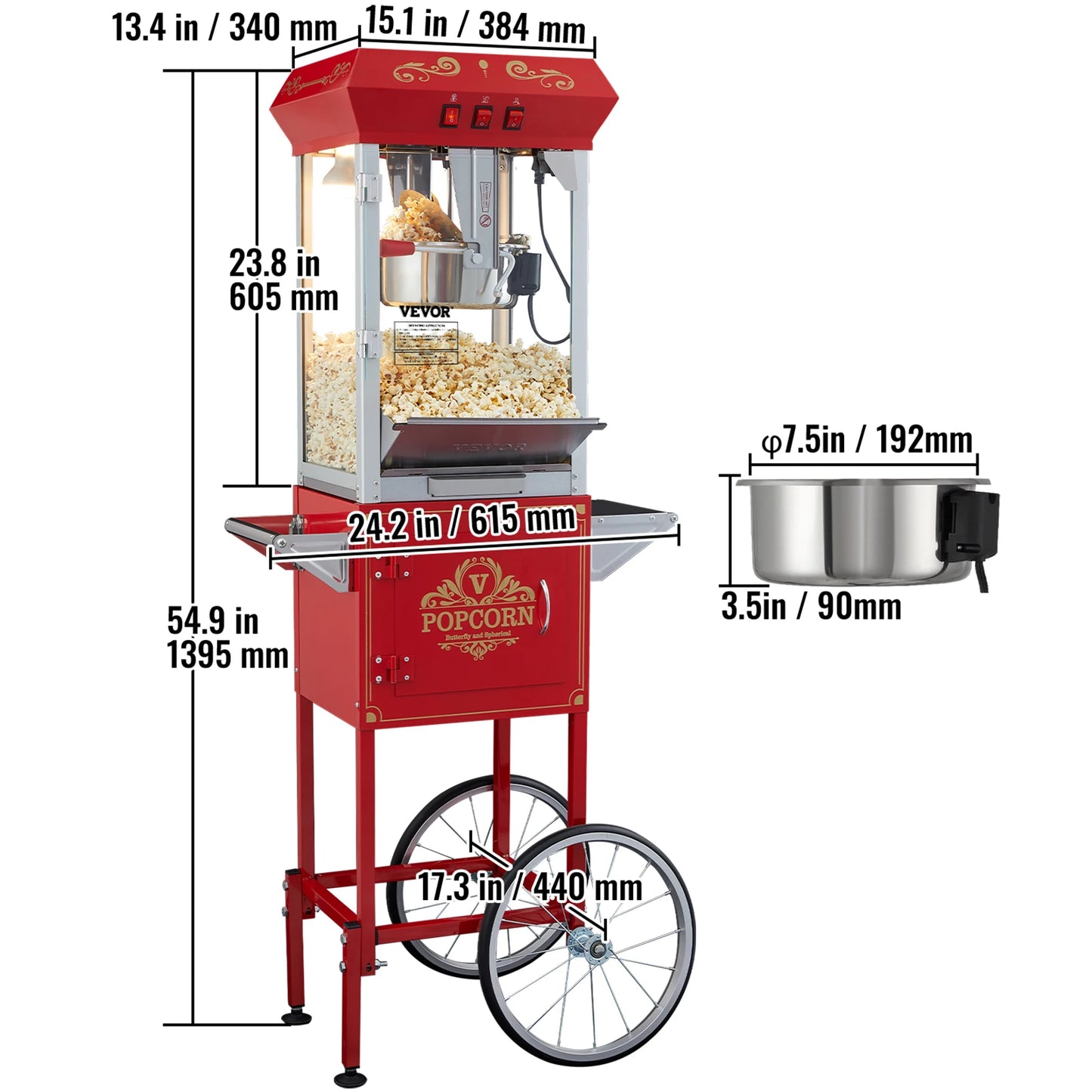 SucceBuy Commercial Electric Popcorn Maker With Scoop Spoon