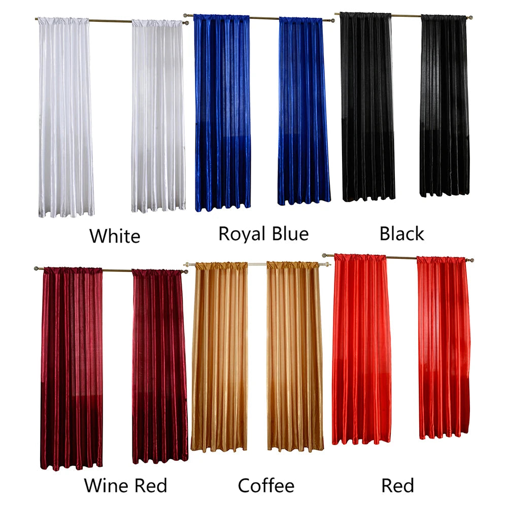 Modern Satin Curtain Semi Blackout Window Drape For Living Room