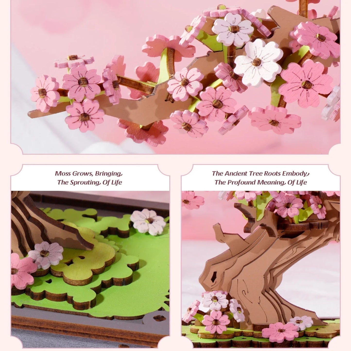Rolife Sakura Bonsai 3D Wooden Puzzle Kit for Home Decor