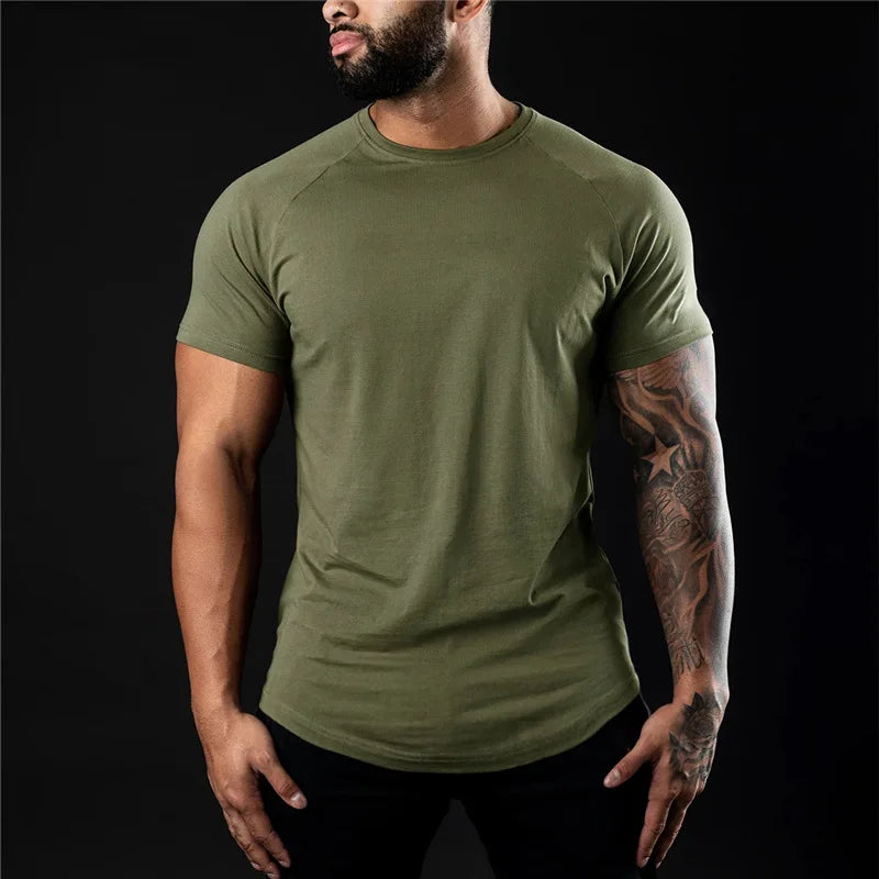 Plain Gym T Shirt Short Sleeve Cotton Fitness Tee Essential