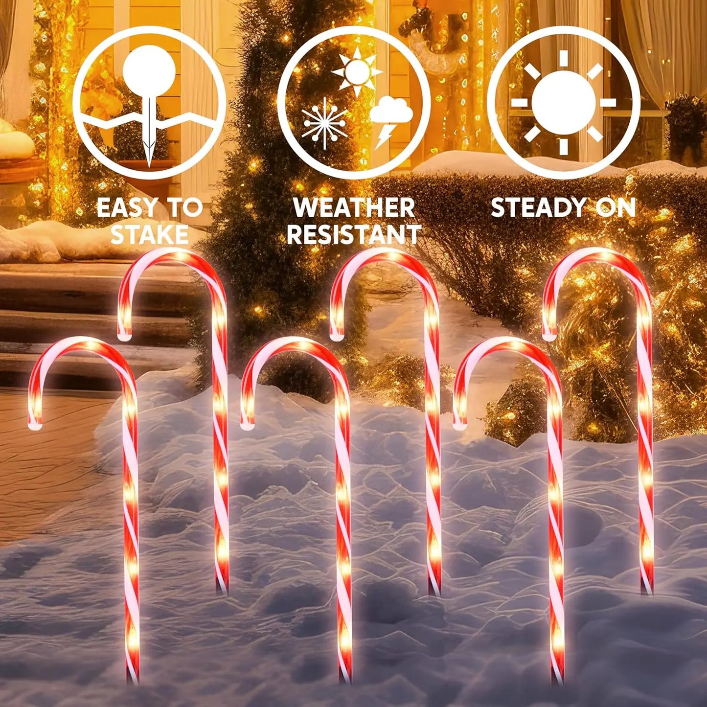 Joyfy 16 Inch Candy Cane Pathway Lights Outdoor Indoor Decor