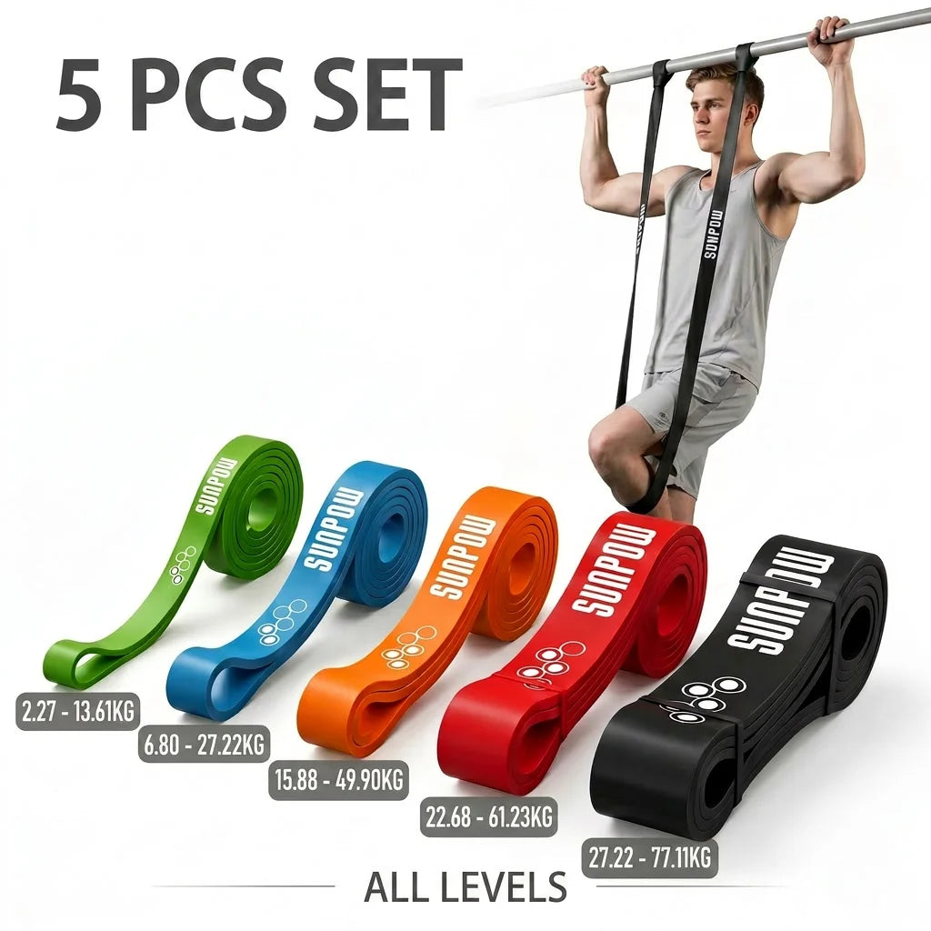 SUNPOW Pull Up Assistance Bands Set Of 5 Heavy Duty