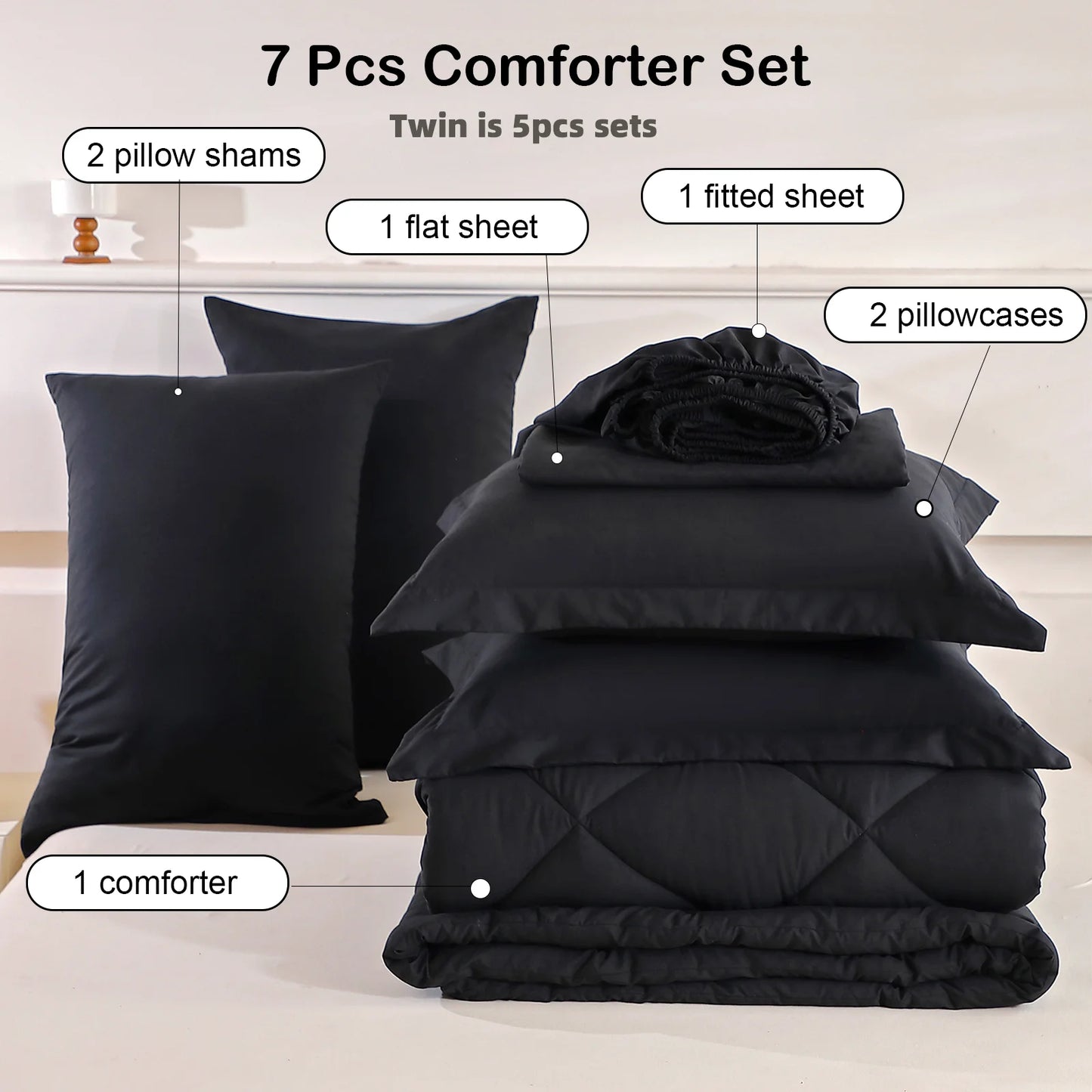 EasYum 5-Piece Bedding Set Quilted 100% Polyester Pillowcases Included