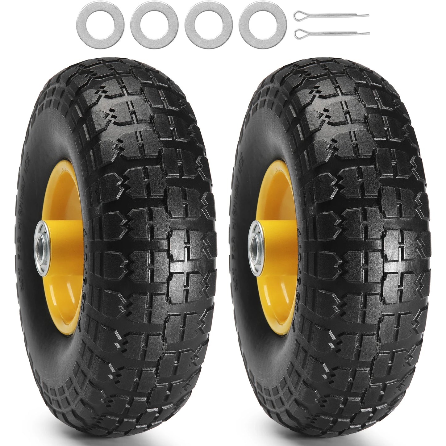 SucceBuy Solid PU Run Flat Tires And Tubeless Cart Wheels