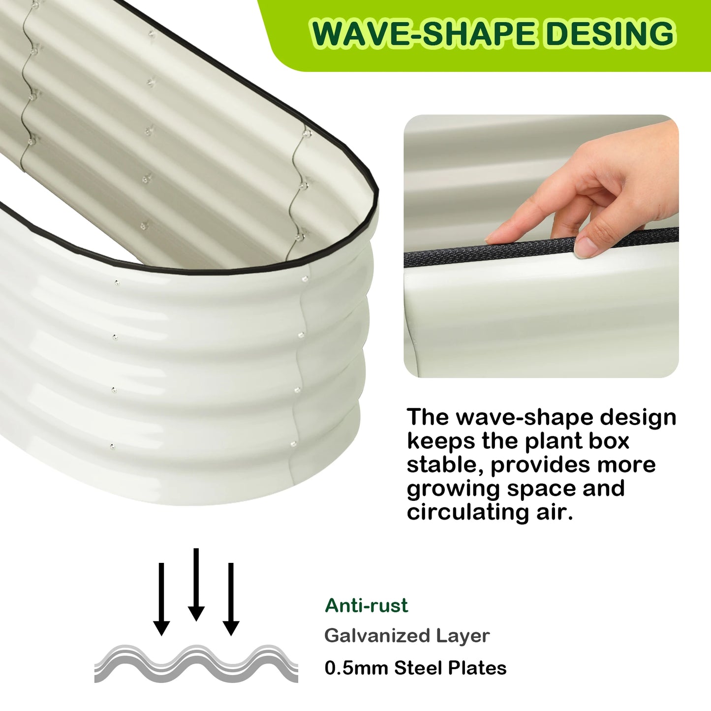 HiMISS Oval Galvanized Raised Garden Beds For Outdoors 2 Pack