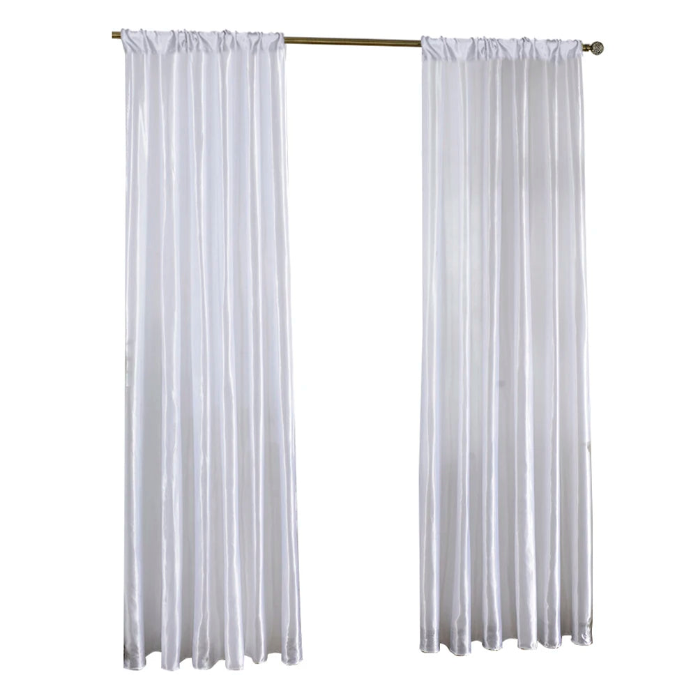 Modern Satin Curtain Semi Blackout Window Drape For Living Room