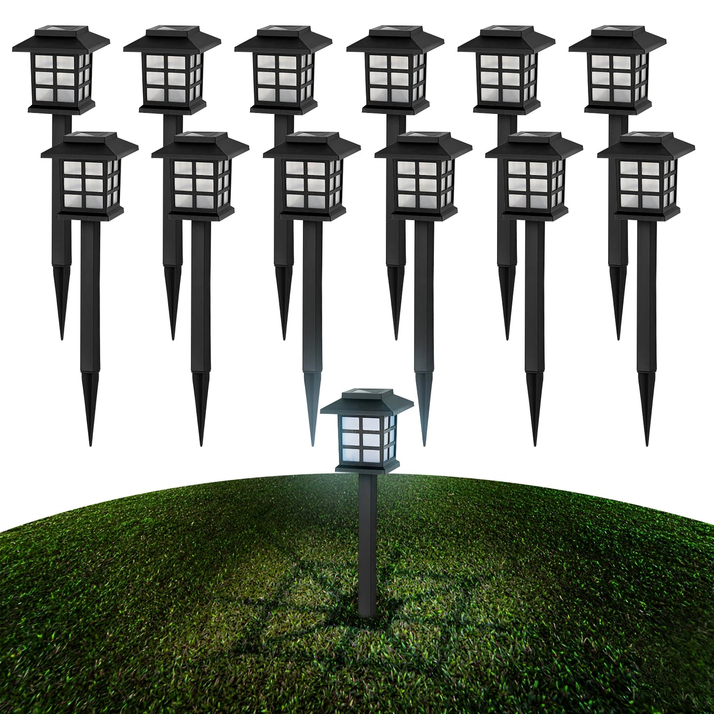 Solar Ground Plug Lights Outdoor Garden Lighting 12 Piece Set