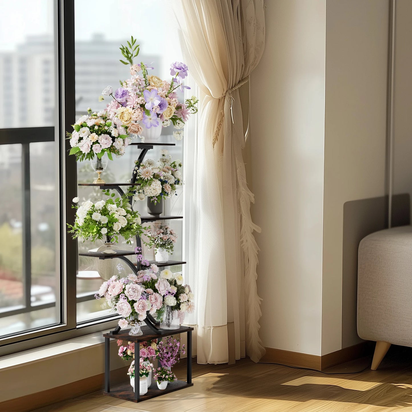 Wisfor 7 Tier Industrial Tree Plant Stand Display Rack