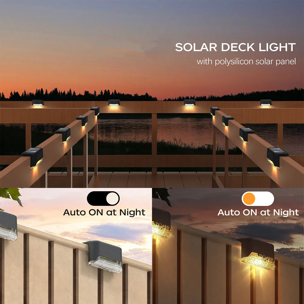 Solar Deck Lights Outdoor Waterproof Step Lights LED 4 Pack