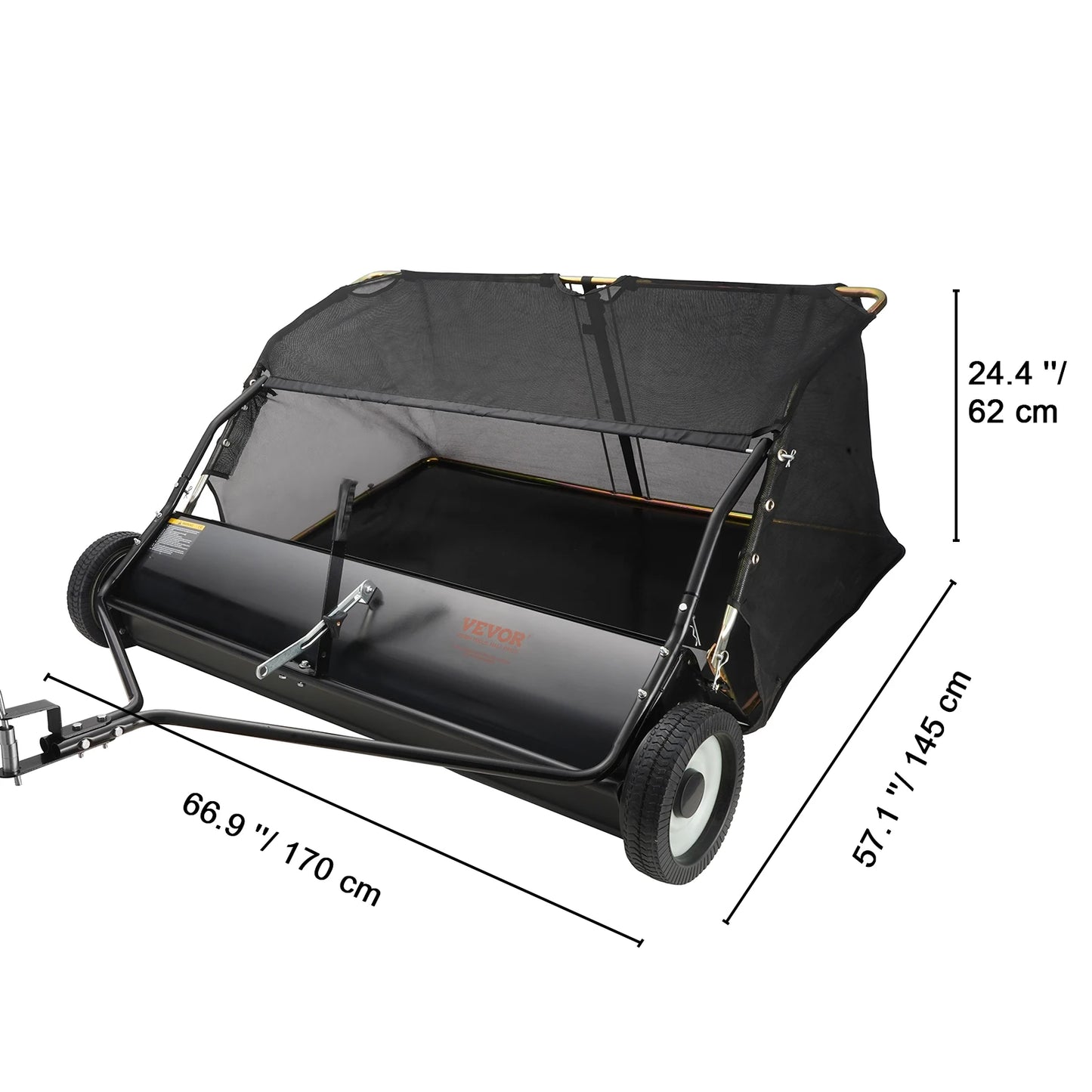 SucceBuy Tow Behind Lawn Sweeper Large Capacity Leaf And Grass Collector
