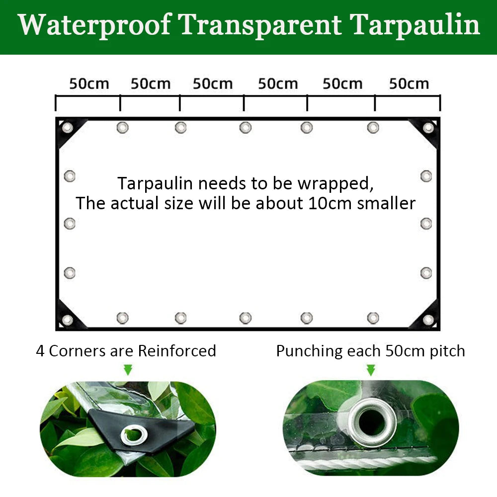 Clear PVC Tarpaulin Heavy Duty Tarp With Grommets Waterproof