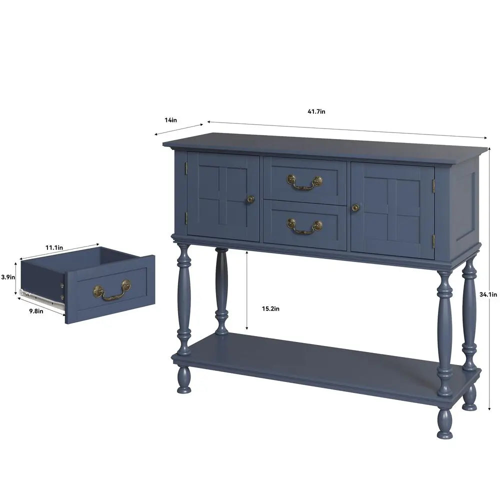 Console Table with Storage, Narrow Entryway Table with 2 Drawers amp 2 Door Cabinets, Sofa Table Behind Couch with Shelf for Li