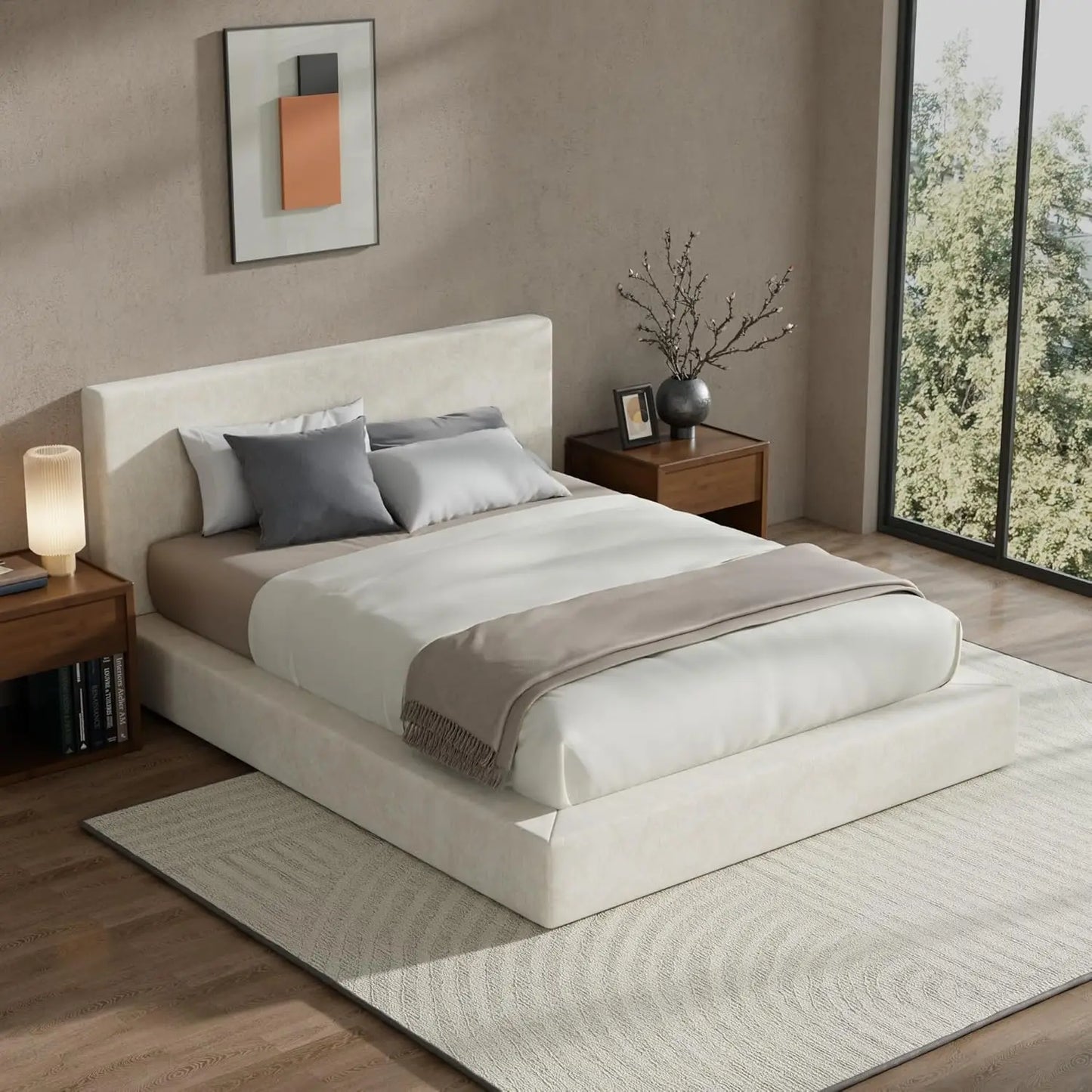 AirFrame Queen Bed Frame with Headboard, Cloud Upholstered Platform Bed Frame, 5 Inch Foam Cushioned, No Box, Customized