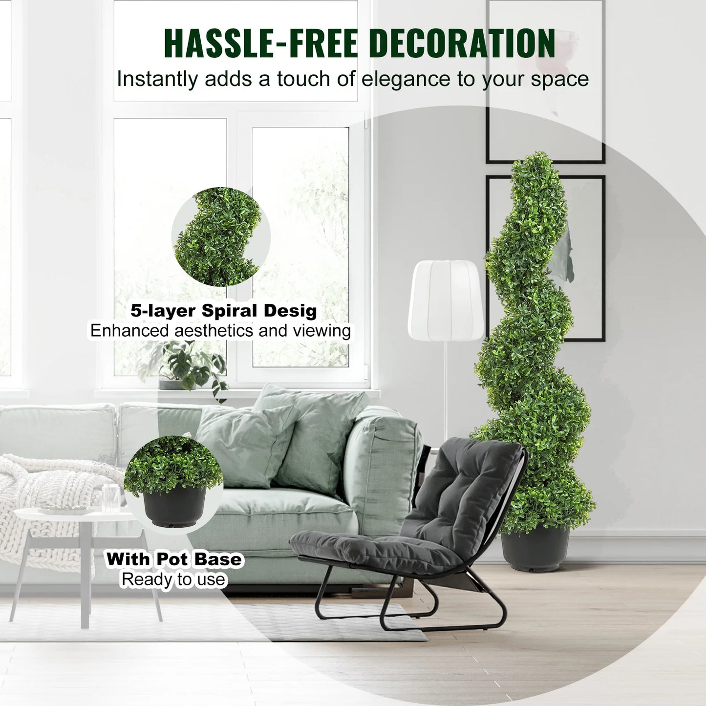 Artificial Boxwood Tower Topiary Spiral Plant For Garden Decoration